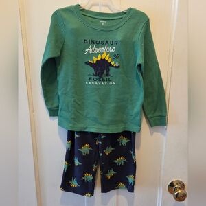 Carter's Size 5  Dinosaur Thermal/fleece Pajama Set